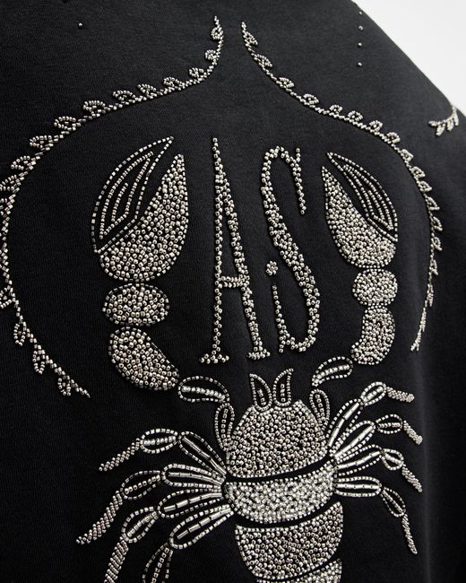 AllSaints Black Scorpion Embellished Logo Pippa Hoodie