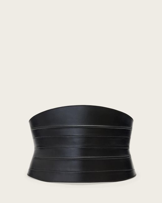 AllSaints Black Ceri Wide Leather Belt
