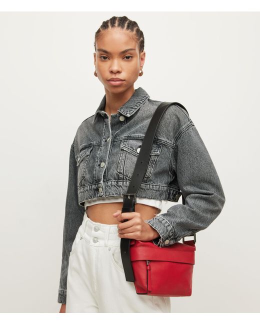 AllSaints Women's Colette Leather Crossbody Bag in Red | Lyst UK
