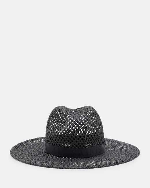 AllSaints Black Suvi Straw Fedora Hat