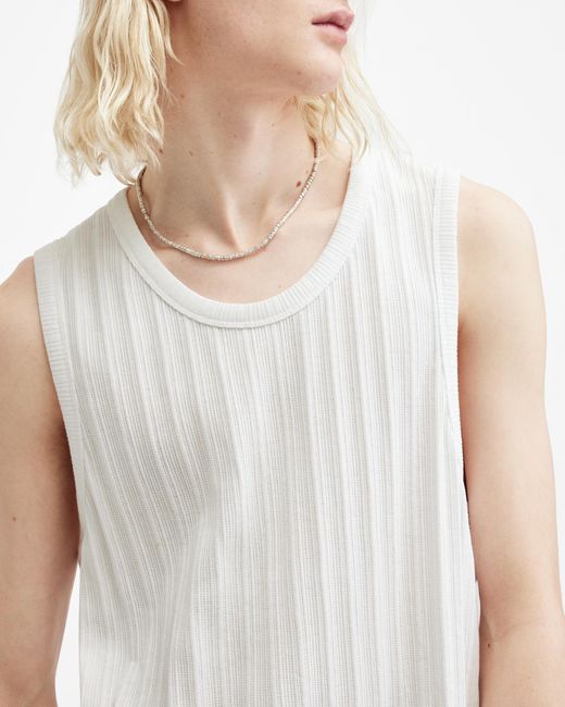 AllSaints White Madison Scoop Neck Textured Vest Top, for men