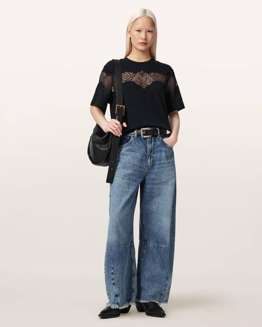 AllSaints Blue Lisa Lace Amelie T-Shirt