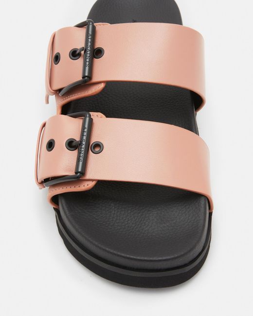 AllSaints Pink Sian Leather Buckle Sandals