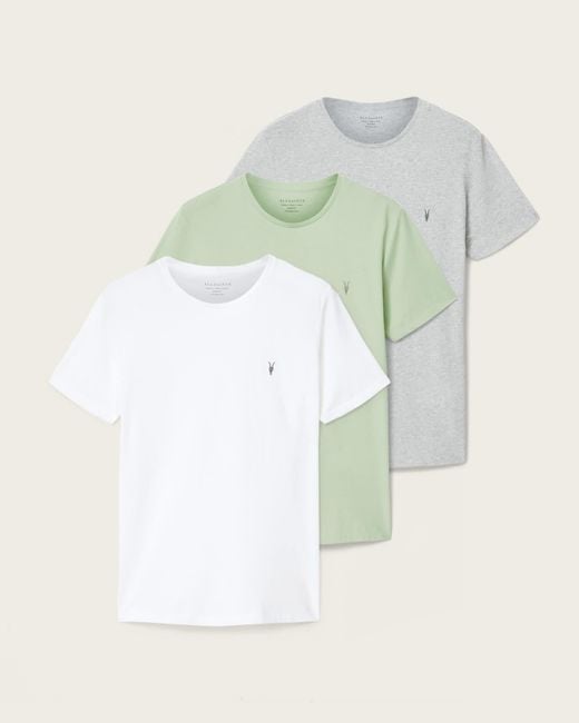 AllSaints Green Tonic Crew Neck Slim Ramskull T-Shirt for men