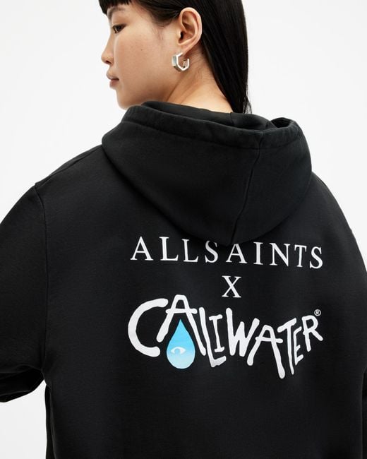 AllSaints Black Caliwater Relaxed Fit Hoodie