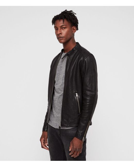 AllSaints Cora Leather Jacket in Black for Men | Lyst