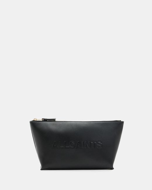 AllSaints Black Emile Leather Logo Pouch Bag