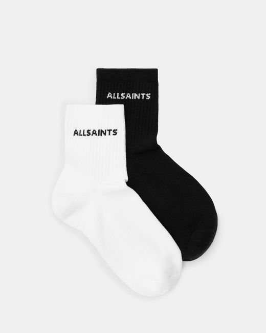 AllSaints Black Joss Logo Ankle Socks 2 Pack