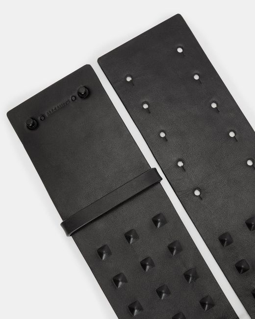 AllSaints Black Lara Studded Leather Waist Belt