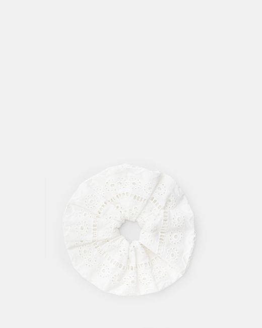 AllSaints White Broderie Oversized Scrunchie,