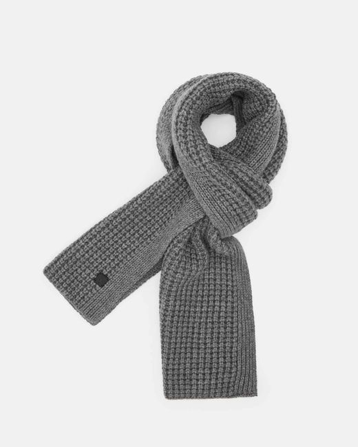 AllSaints Gray Nevada Ribbed Wool Blend Scarf,, Marl for men