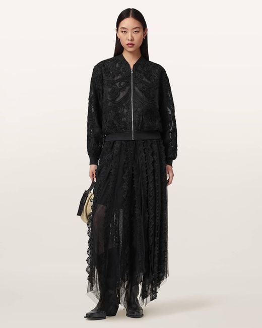 AllSaints Black Jade Embellished Bomber Jacket