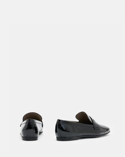 AllSaints White Sasha Patent Leather Loafer Shoes