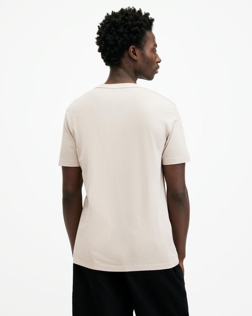 AllSaints White Ossage Crew Neck Slim Ramskull T-shirt, for men