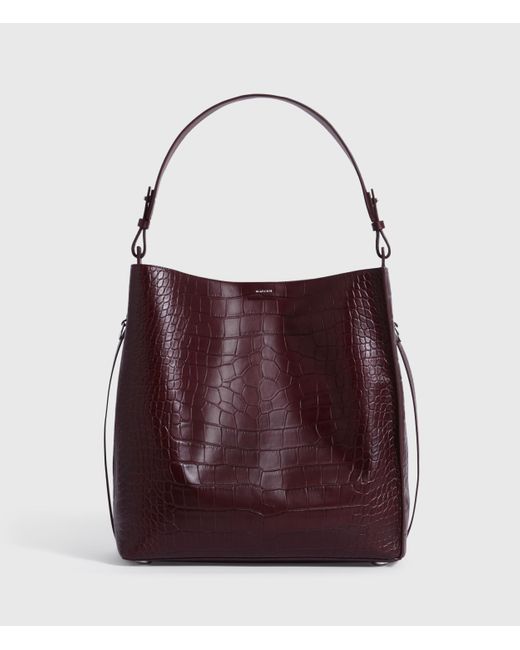 AllSaints Red Polly North South Leather Tote Bag