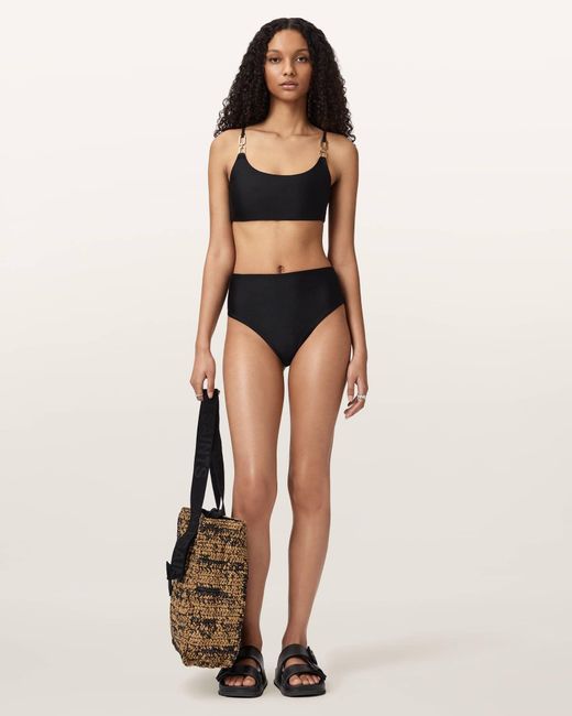 AllSaints Black Talaria Sheen Bikini Top