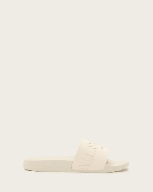 AllSaints Natural Biggy Slip On Logo Sliders for men