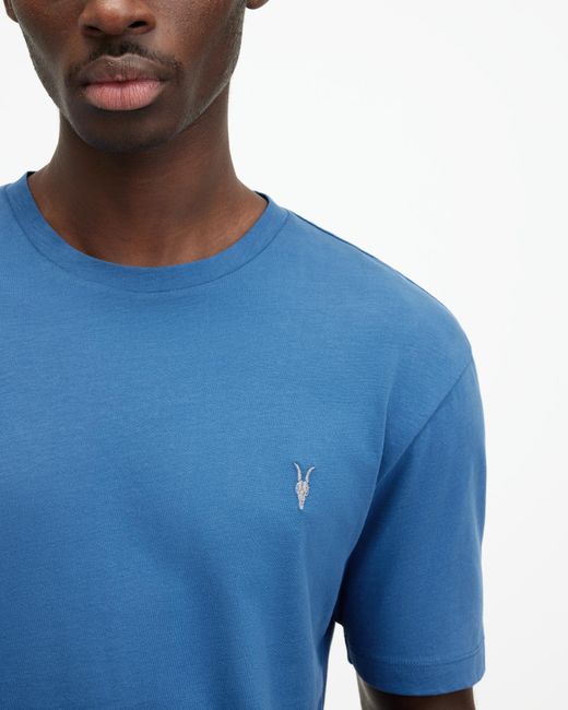 AllSaints Blue Brace Brushed Cotton Crew Neck T-shirt, for men