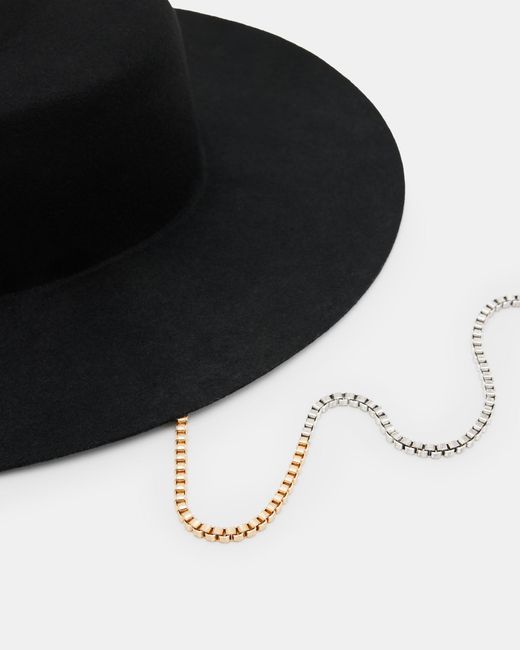 AllSaints Black Mila Chain Strap Wool Bolero Hat
