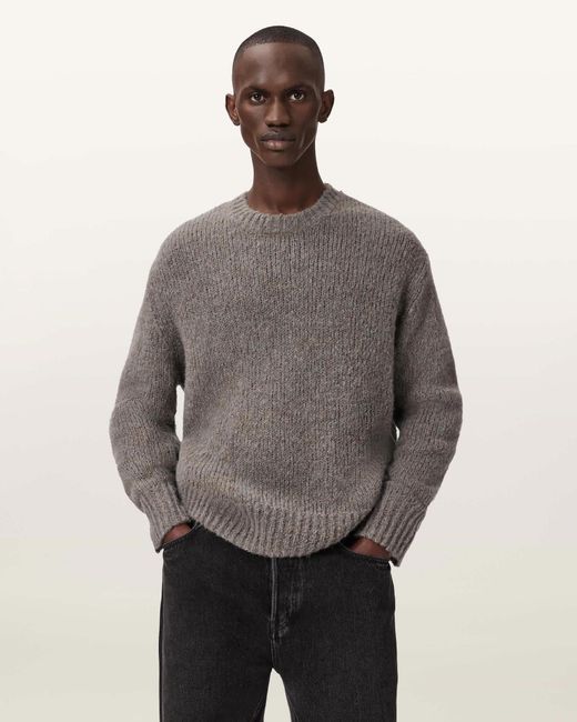 AllSaints Gray Saku Oversized Wool Blend Jumper for men