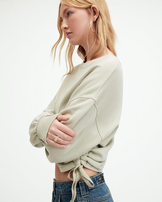AllSaints Natural Mira Drawcord Relaxed Fit Sweatshirt