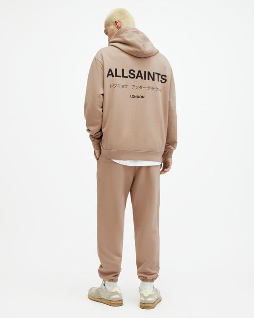 AllSaints Natural Underground Straight Cuffed Logo Sweatpants for men