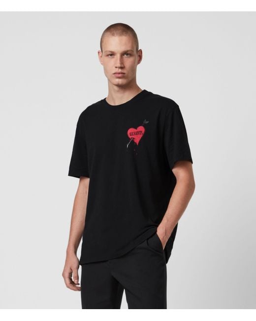 AllSaints Black Bleeding Heart Crew T-shirt for men