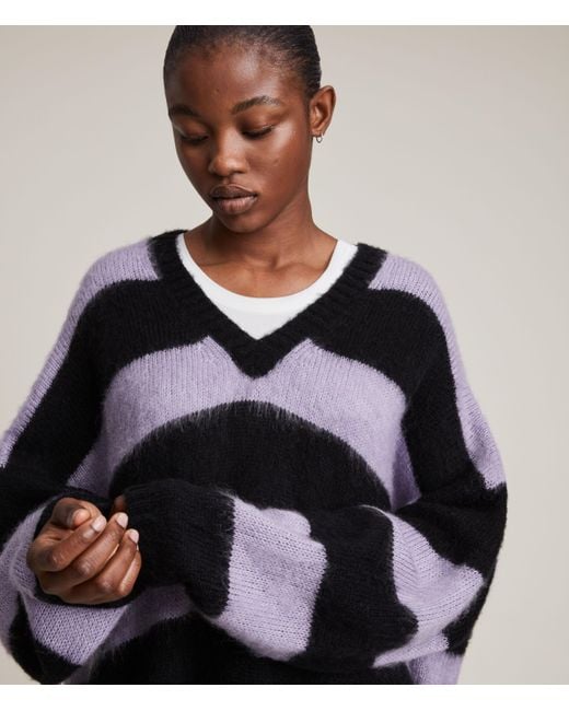 AllSaints Lou V neck Sweater in Black Lyst