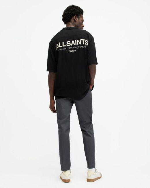 AllSaints Black Brite Straight Leg Relaxed Pants for men