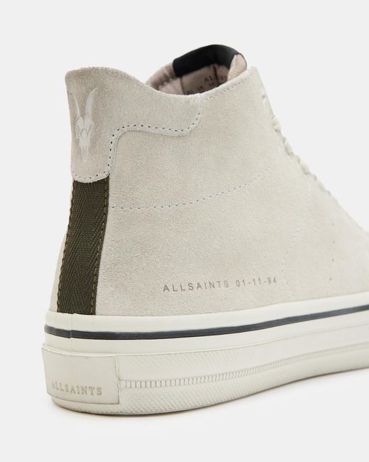 AllSaints White Lewis Lace Up Leather High Top Sneakers for men