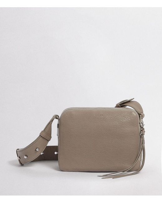 AllSaints Gray Vincent Leather Crossbody Bag