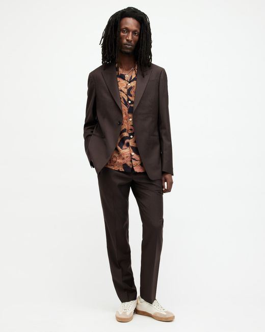 AllSaints Black Thorpe Pinstriped Relaxed Fit Blazer for men