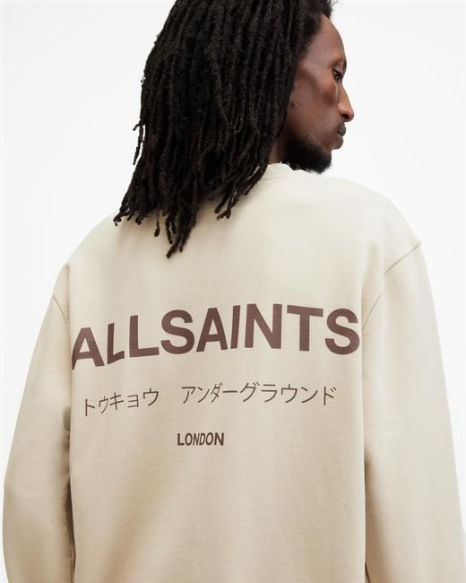 AllSaints Natural Underground Relaxed Fit Crew Neck Sweatshirt for men