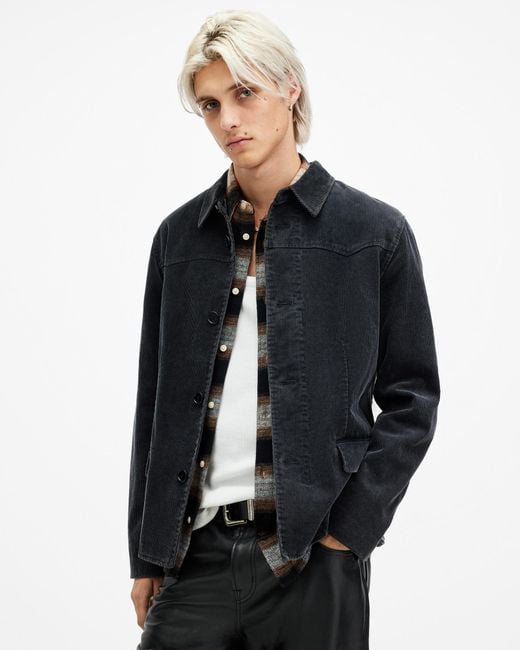 AllSaints Blue Mission Corduroy Western Jacket,, Faded for men