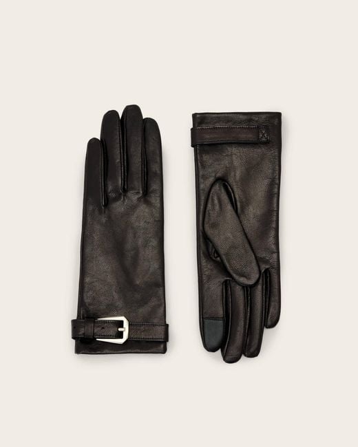 AllSaints Black Yuna Leather Gloves