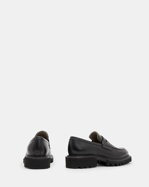 AllSaints White Lola Leather Loafers,