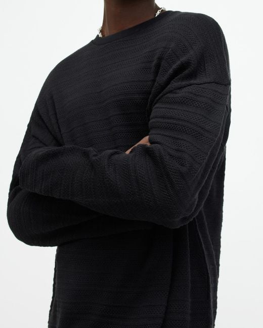 AllSaints Black Drax Long Sleeve Oversized T-shirt for men