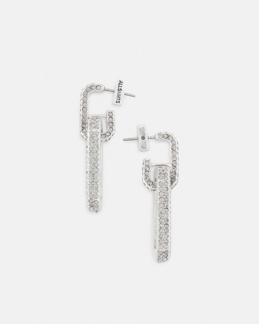 AllSaints Dara Pave Link Earrings, in Brown | Lyst