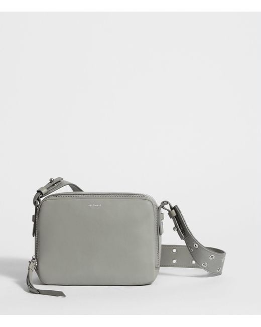 AllSaints Gray Sid Leather Fanny Pack Crossbody Bag