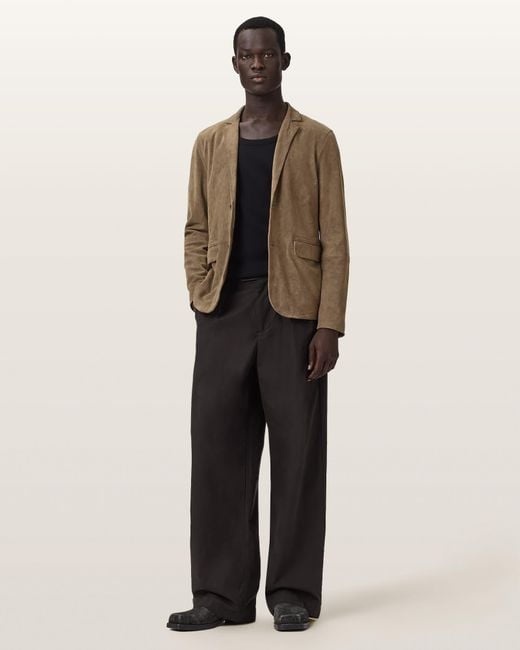 AllSaints Natural Monet Waxed Suede Blazer for men