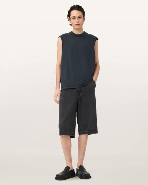 AllSaints Blue Cole Sleeveless Crew Neck T-Shirt for men