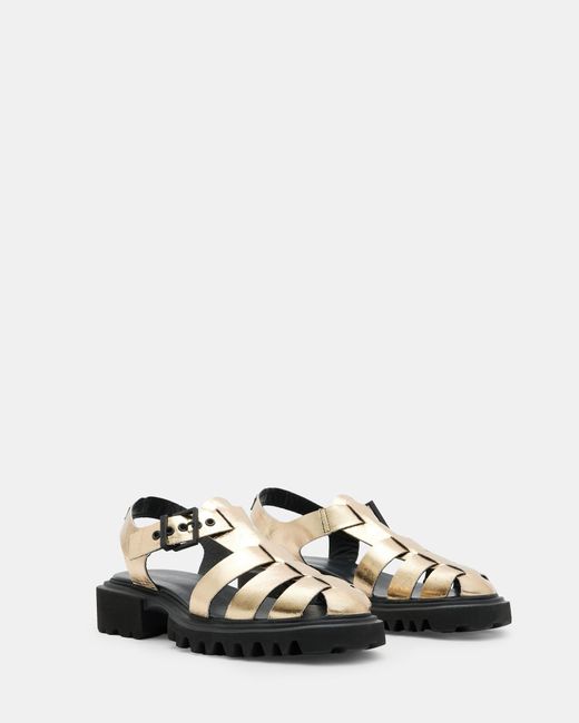 AllSaints White Nessa Chunky Leather Sandals