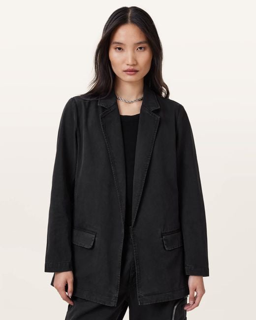 AllSaints Black Aleida Denim Blazer