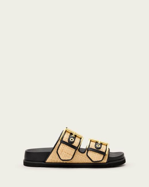 AllSaints Multicolor Sian Raffia Leather Sandals