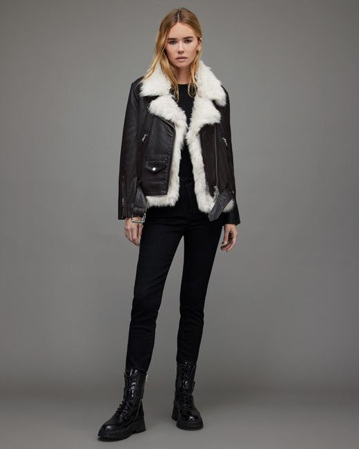 Luna 4-in-1 Shearling Biker Jacket - ダブルライダース