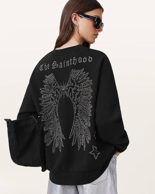 AllSaints Black Wings Talon Oversized Sweatshirt