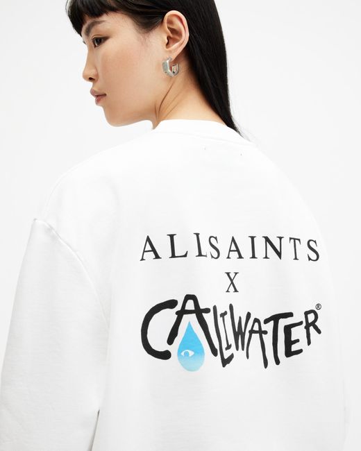 AllSaints White Caliwater Relaxed Fit Sweatshirt