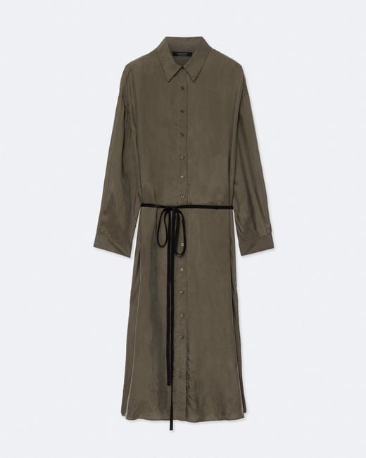 AllSaints Natural Yurra Tied Cupro Shirt Dress