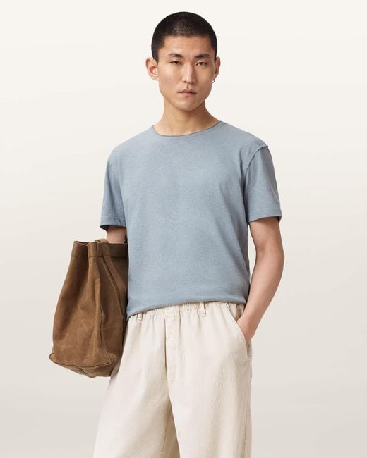 AllSaints Blue Flax Short Sleeve Ramskull T-Shirt for men