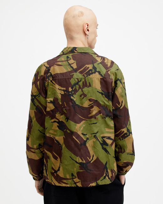 AllSaints Green Tierra Logo Camouflage Track Jacket for men